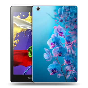 Силиконовый чехол на Lenovo Tab 3 7 Essential с принтом голубые орхидеи