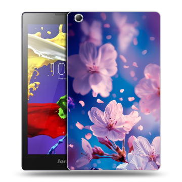 Силиконовый чехол на Lenovo Tab 3 7 Essential с принтом цветы бабочки