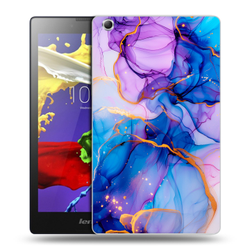 Силиконовый чехол на Lenovo Tab 3 7 Essential с принтом синий мрамор