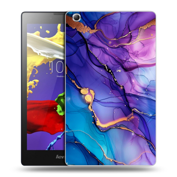 Силиконовый чехол на Lenovo Tab 3 7 Essential с принтом синий мрамор