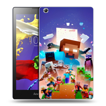 Силиконовый чехол на Lenovo Tab 3 7 Essential с принтом Майнкрафт Minecraft Силиконовый чехол на Lenovo Tab 3 7 Essential с принтом Майнкрафт Minecraft