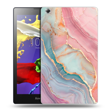 Силиконовый чехол на Lenovo Tab 3 7 Essential с принтом розовый мрамор