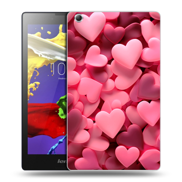Силиконовый чехол на Lenovo Tab 3 7 Essential с принтом розовые сердечки