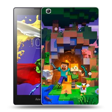 Силиконовый чехол на Lenovo Tab 3 7 Essential с принтом Майнкрафт Minecraft Силиконовый чехол на Lenovo Tab 3 7 Essential с принтом Майнкрафт Minecraft