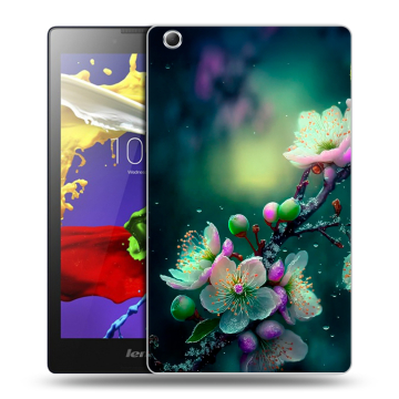 Силиконовый чехол на Lenovo Tab 3 7 Essential с принтом Цветы и мрамор