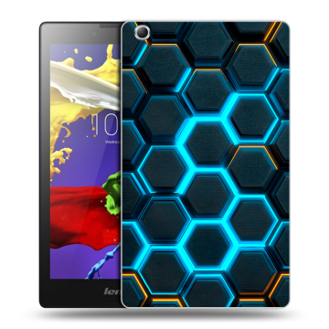 Силиконовый чехол на Lenovo Tab 3 7 Essential с принтом Неоновые соты