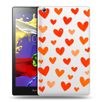 Силиконовый чехол на Lenovo Tab 3 7 Essential с принтом Сердечки