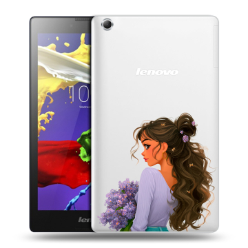 Силиконовый чехол на Lenovo Tab 3 7 Essential с принтом девушка цветы