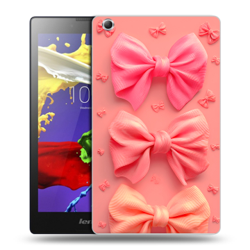 Силиконовый чехол на Lenovo Tab 3 7 Essential с принтом Розовые бантики