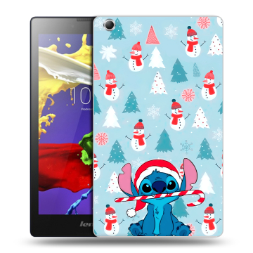 Силиконовый чехол на Lenovo Tab 3 7 Essential с принтом Стич Новый год