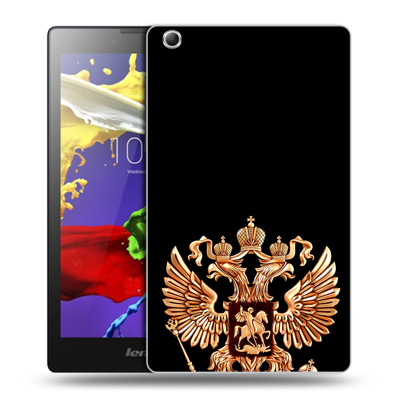 Силиконовый чехол на Lenovo Tab 3 7 Essential с принтом Герб России золотой Силиконовый чехол на Lenovo Tab 3 7 Essential с принтом Герб России золотой