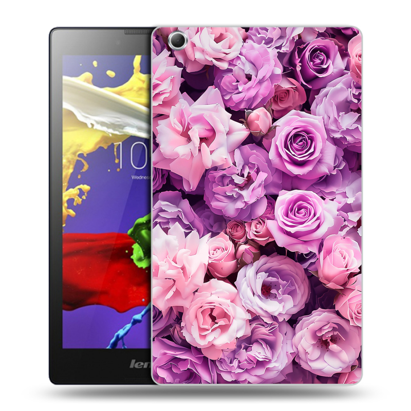 Силиконовый чехол на Lenovo Tab 3 7 Essential с принтом лавандовые розы Силиконовый чехол на Lenovo Tab 3 7 Essential с принтом лавандовые розы