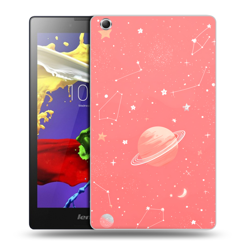 Силиконовый чехол на Lenovo Tab 3 7 Essential с принтом Розовый космос Силиконовый чехол на Lenovo Tab 3 7 Essential с принтом Розовый космос
