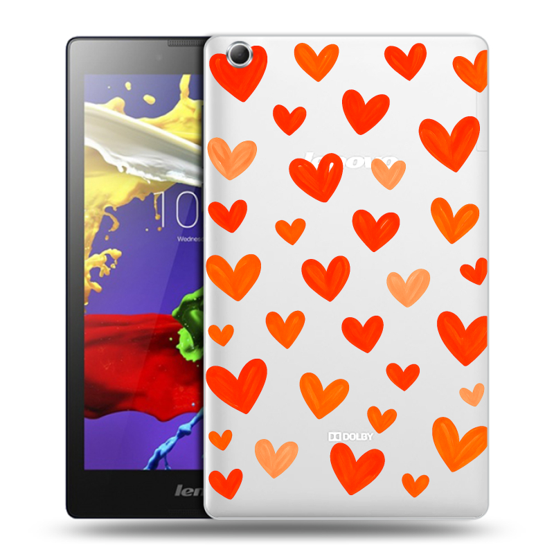 Силиконовый чехол на Lenovo Tab 3 7 Essential с принтом Сердечки Силиконовый чехол на Lenovo Tab 3 7 Essential с принтом Сердечки