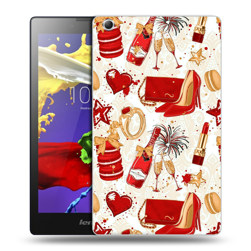 Силиконовый чехол на Lenovo Tab 3 7 Essential с принтом Новый год Силиконовый чехол на Lenovo Tab 3 7 Essential с принтом Новый год