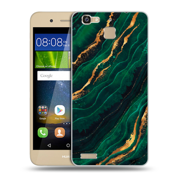 Пластиковый чехол на Huawei GR3 с принтом Мрамор зеленое золото