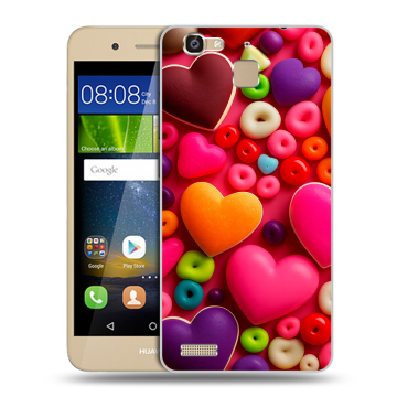 Пластиковый чехол на Huawei GR3 с принтом Сердечки