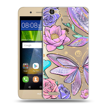 Пластиковый чехол на Huawei GR3 с принтом Бабочки и цветы