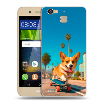 Пластиковый чехол на Huawei GR3 с принтом Корги на скейте Пластиковый чехол на Huawei GR3 с принтом Корги на скейте