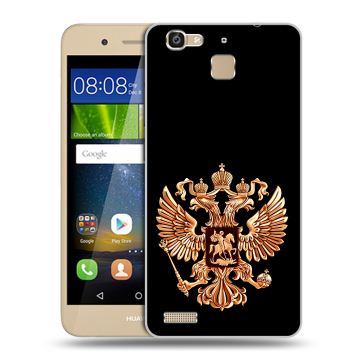 Пластиковый чехол на Huawei GR3 с принтом Герб России золотой