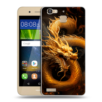 Пластиковый чехол на Huawei GR3 с принтом Золотой дракон