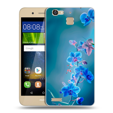 Пластиковый чехол на Huawei GR3 с принтом Голубые цветы Пластиковый чехол на Huawei GR3 с принтом Голубые цветы
