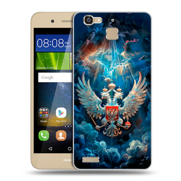 Пластиковый чехол на Huawei GR3 с принтом Герб флаг России