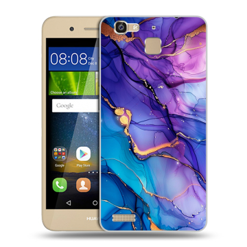 Пластиковый чехол на Huawei GR3 с принтом синий мрамор