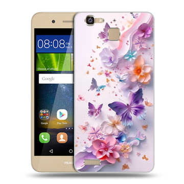 Пластиковый чехол на Huawei GR3 с принтом цветы бабочки