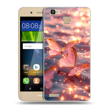 Пластиковый чехол на Huawei GR3 с принтом бабочки розовые Пластиковый чехол на Huawei GR3 с принтом бабочки розовые