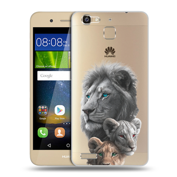 Пластиковый чехол на Huawei GR3 с принтом Львы
