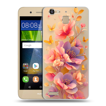 Пластиковый чехол на Huawei GR3 с принтом Цветы и бабочки