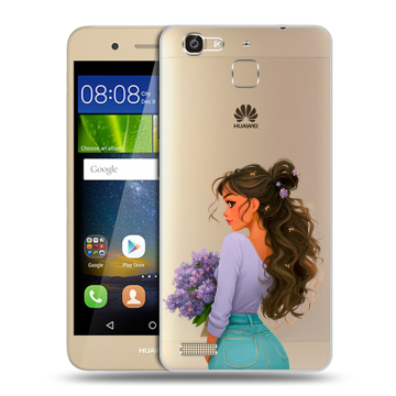 Пластиковый чехол на Huawei GR3 с принтом девушка цветы