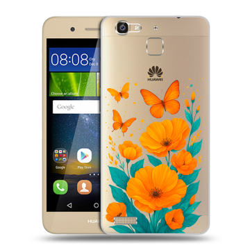 Пластиковый чехол на Huawei GR3 с принтом цветы бабочки