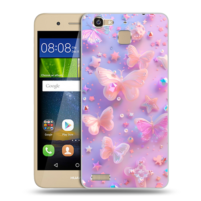Пластиковый чехол на Huawei GR3 с принтом Бабочки Пластиковый чехол на Huawei GR3 с принтом Бабочки
