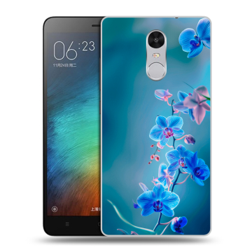 Пластиковый чехол на Xiaomi RedMi Pro с принтом Голубые цветы Пластиковый чехол на Xiaomi RedMi Pro с принтом Голубые цветы