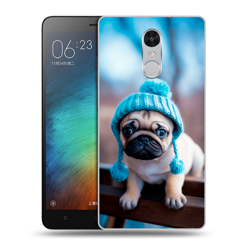 Пластиковый чехол на Xiaomi RedMi Pro с принтом Мопс в шапке Пластиковый чехол на Xiaomi RedMi Pro с принтом Мопс в шапке