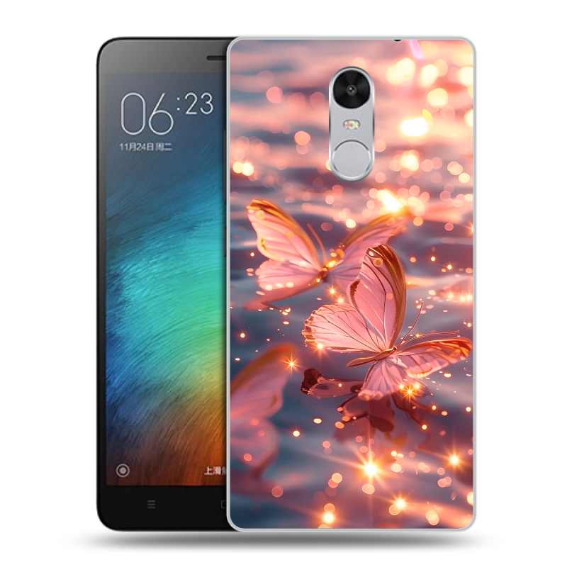 Пластиковый чехол на Xiaomi RedMi Pro с принтом бабочки розовые Пластиковый чехол на Xiaomi RedMi Pro с принтом бабочки розовые