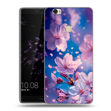 Силиконовый чехол на Huawei Honor Note 8 с принтом цветы бабочки