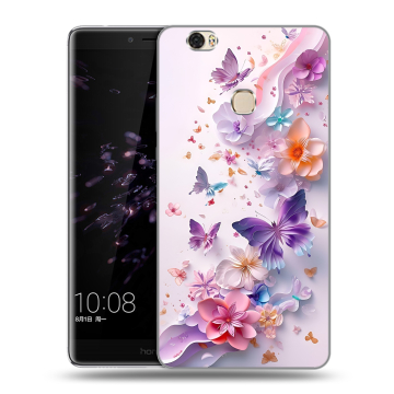 Силиконовый чехол на Huawei Honor Note 8 с принтом цветы бабочки Силиконовый чехол на Huawei Honor Note 8 с принтом цветы бабочки