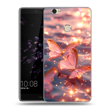 Силиконовый чехол на Huawei Honor Note 8 с принтом бабочки розовые