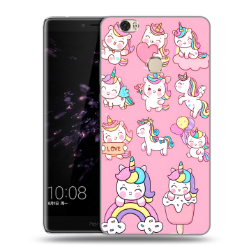 Силиконовый чехол на Huawei Honor Note 8 с принтом Единороги и радуга