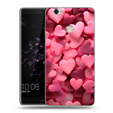 Силиконовый чехол на Huawei Honor Note 8 с принтом розовые сердечки Силиконовый чехол на Huawei Honor Note 8 с принтом розовые сердечки