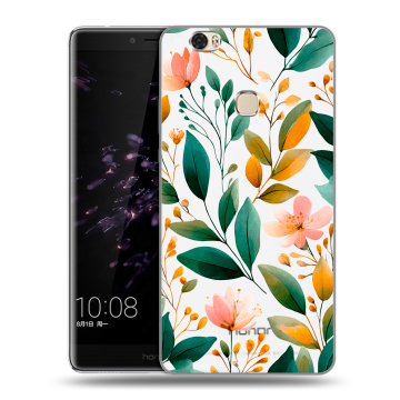Силиконовый чехол на Huawei Honor Note 8 с принтом Цветы паттерн Силиконовый чехол на Huawei Honor Note 8 с принтом Цветы паттерн