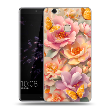 Силиконовый чехол на Huawei Honor Note 8 с принтом Цветы и бабочки Силиконовый чехол на Huawei Honor Note 8 с принтом Цветы и бабочки