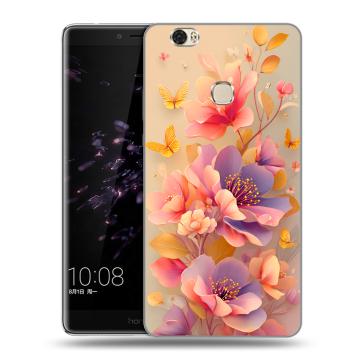 Силиконовый чехол на Huawei Honor Note 8 с принтом Цветы и бабочки