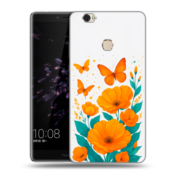 Силиконовый чехол на Huawei Honor Note 8 с принтом цветы бабочки