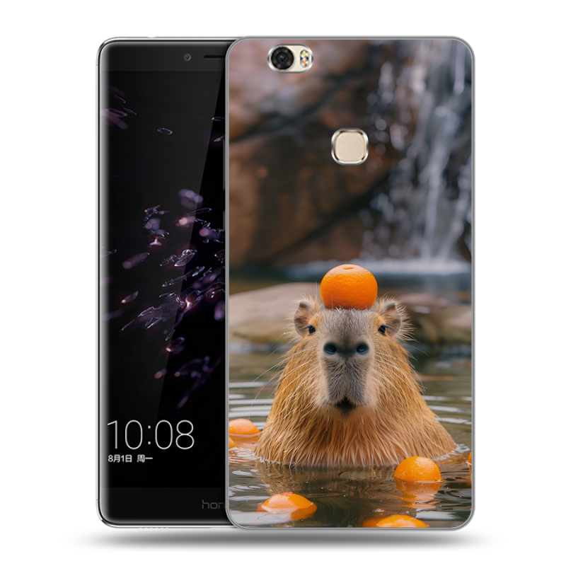 Силиконовый чехол на Huawei Honor Note 8 с принтом Капибара с апельсином Силиконовый чехол на Huawei Honor Note 8 с принтом Капибара с апельсином