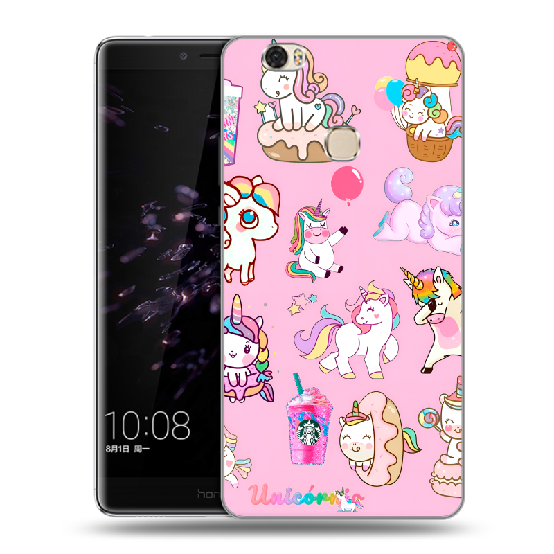 Силиконовый чехол на Huawei Honor Note 8 с принтом розовые единороги Силиконовый чехол на Huawei Honor Note 8 с принтом розовые единороги