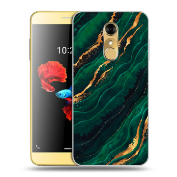 Силиконовый чехол на ZTE Blade A910 с принтом Мрамор зеленое золото Силиконовый чехол на ZTE Blade A910 с принтом Мрамор зеленое золото